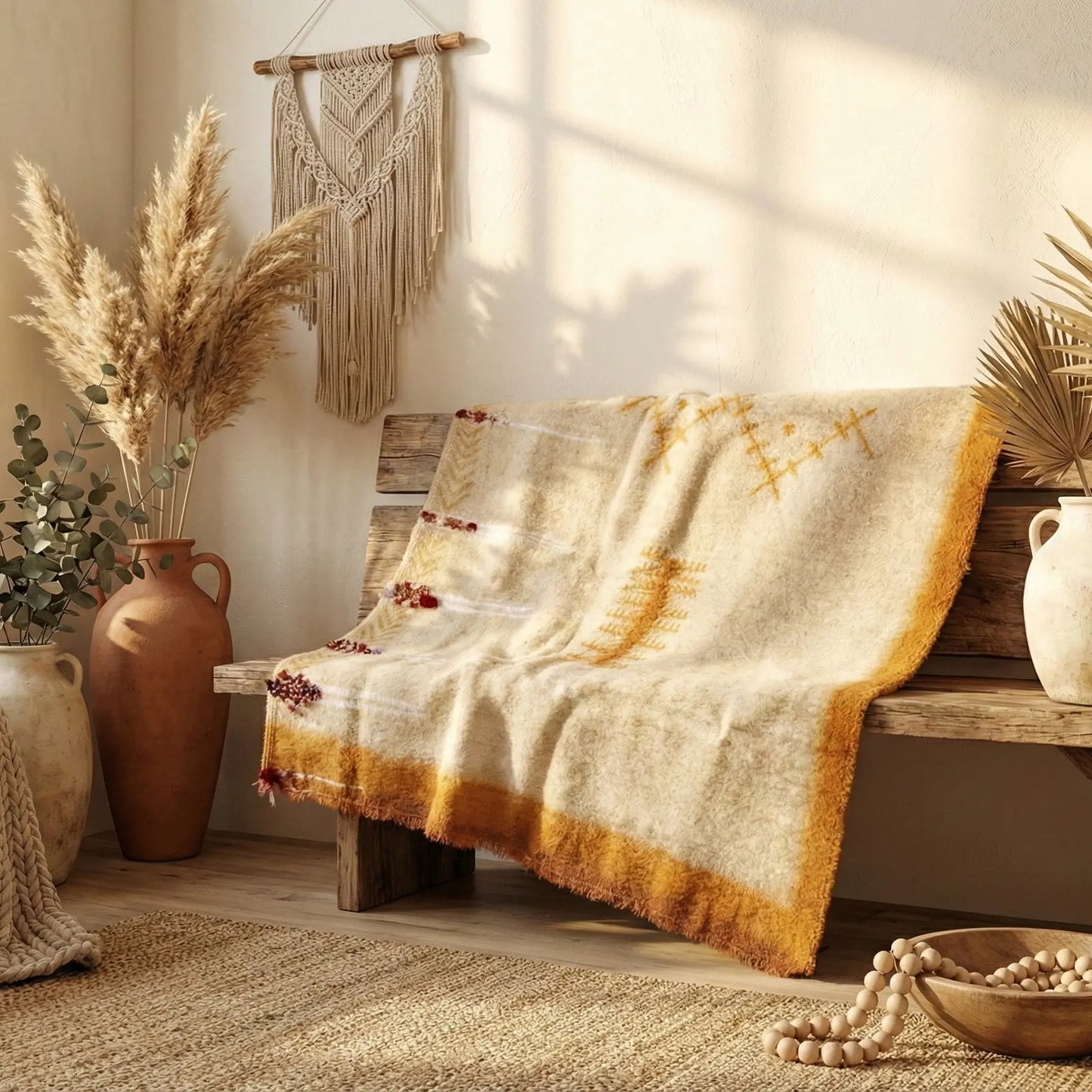 ADGHAR “Tazrzit” – Pièce Décorative Murale, Fait Main par Fatima dans l’Atlas RUGATLAS